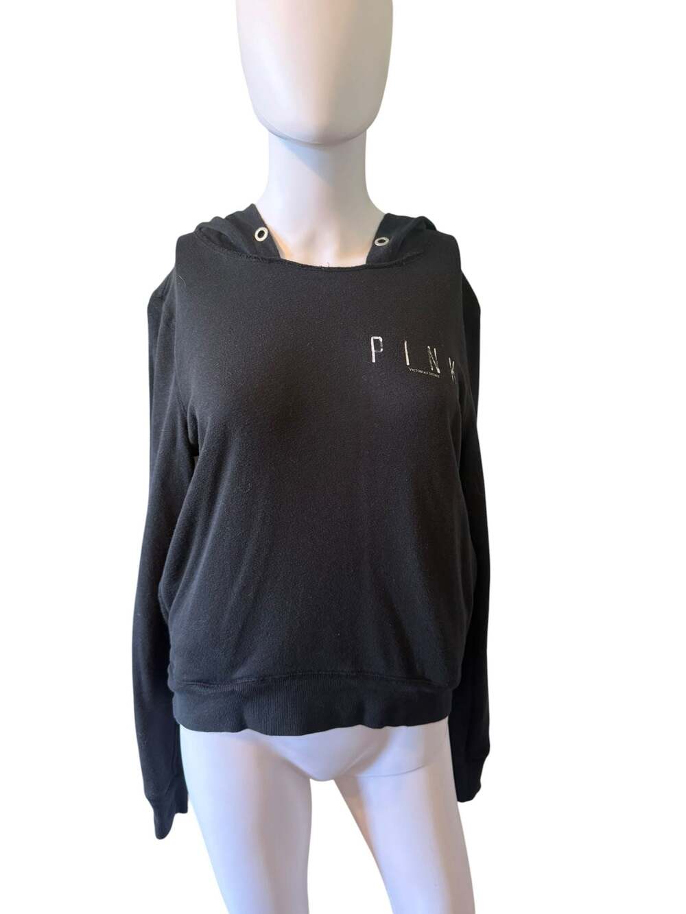 Victoria's Secret PINK Black Pullover Fleece Hoodie Size S/P